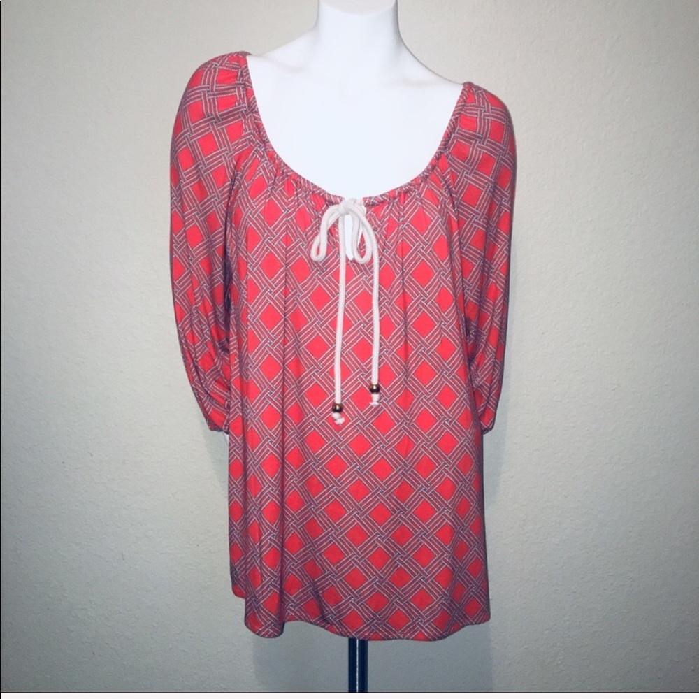 Milly Of New York Coral Nautical Rope Shirt